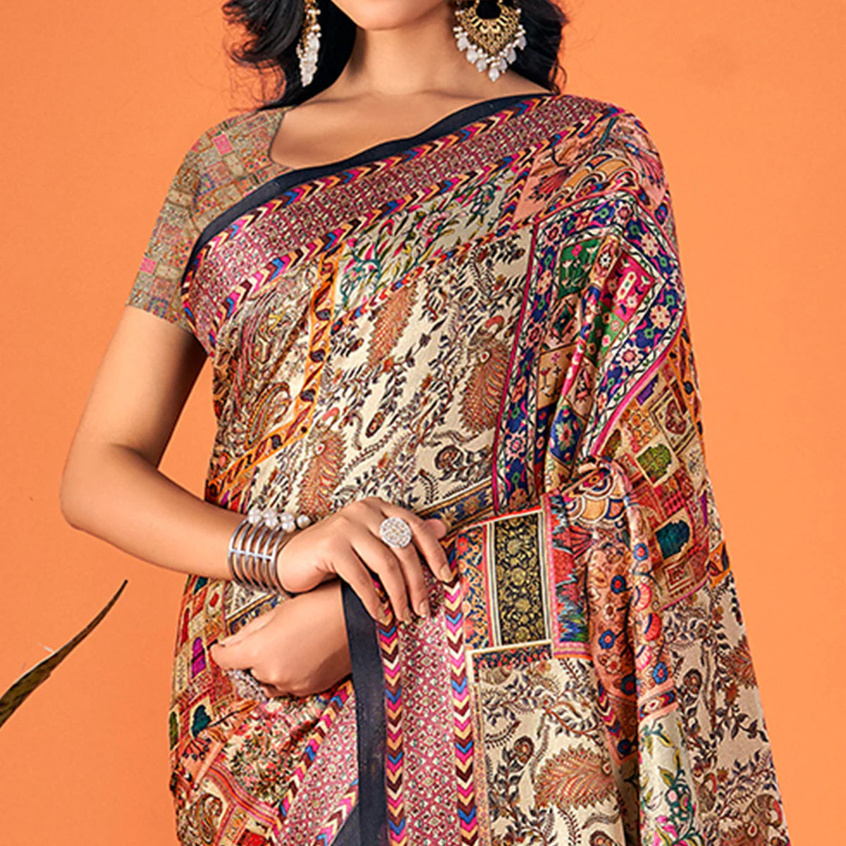 Mirmaya Multicolor Printed Pashmina Saree