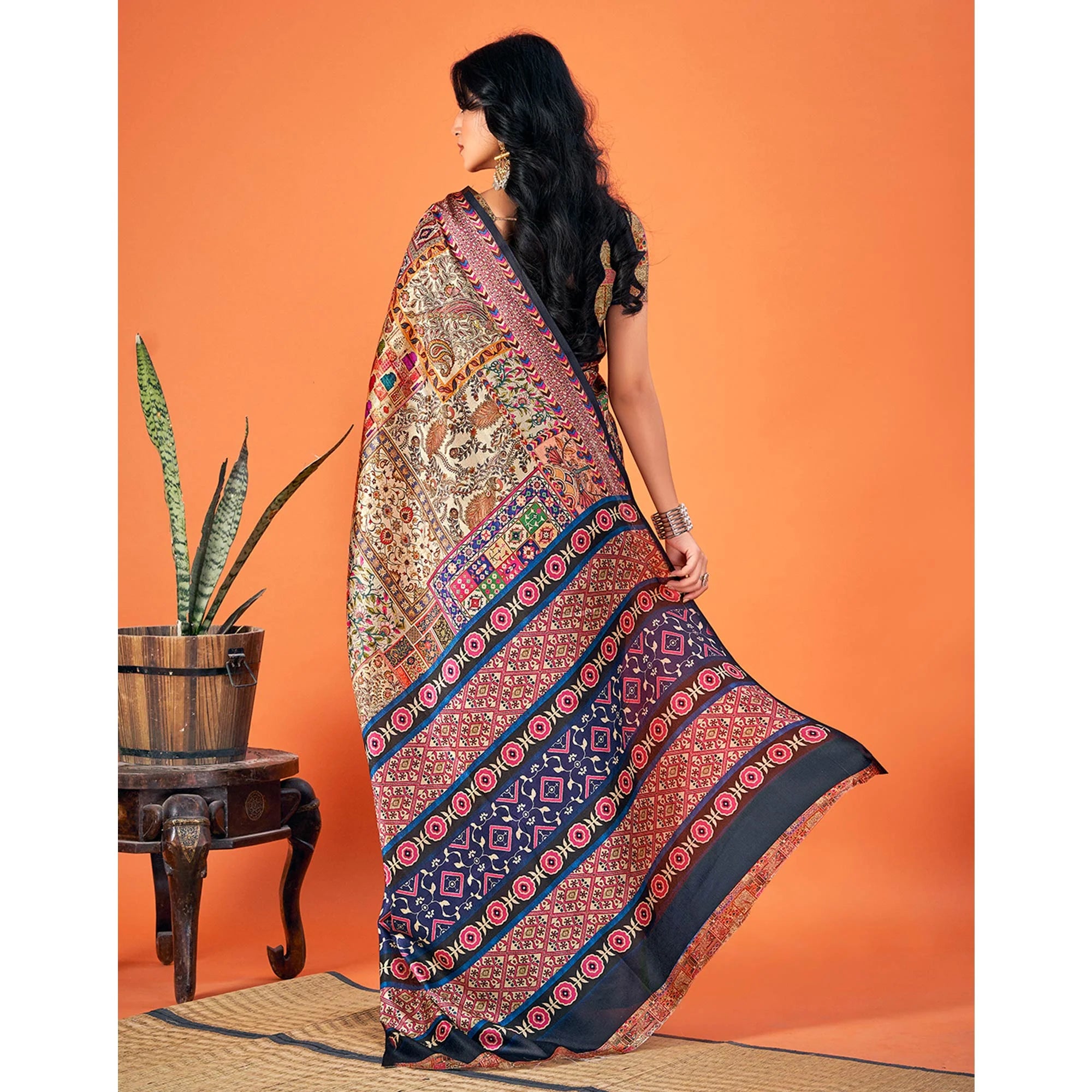 Mirmaya Multicolor Printed Pashmina Saree