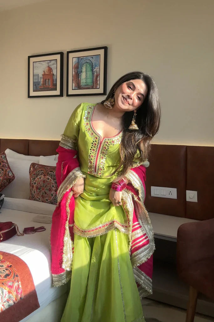 Green Color New Designer Sharara Suit Set