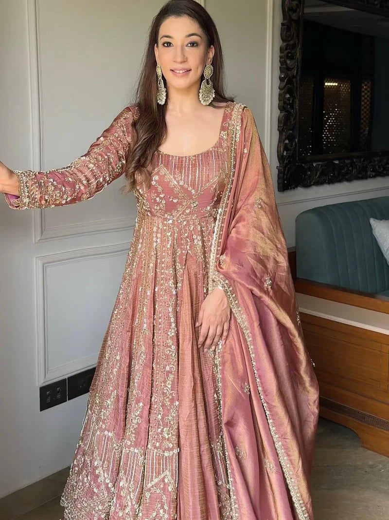 Dusty Rose Premium Designer Anarkali Suit