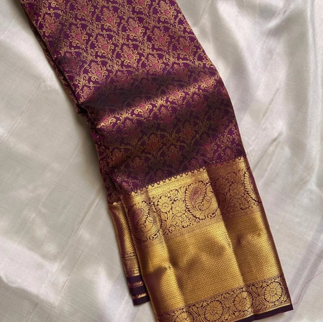 Mirmaya Adoring Purple Soft Banarasi Silk Saree With Admirable Blouse Piece