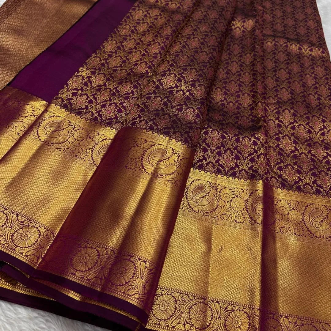Mirmaya Adoring Purple Soft Banarasi Silk Saree With Admirable Blouse Piece