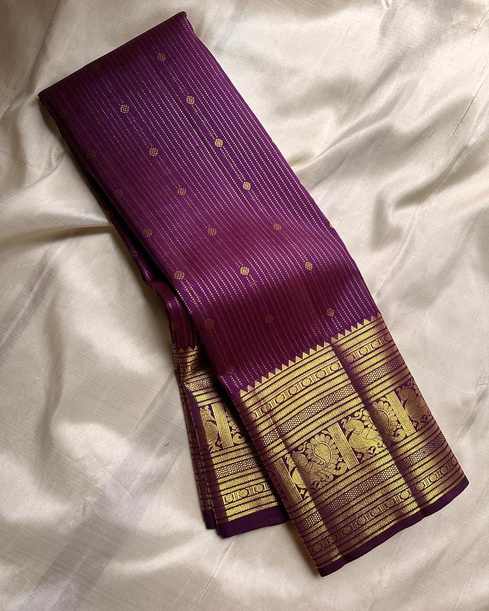 Mirmaya Exceptional Purple Soft Banarasi Silk Saree With Designer Blouse Piece
