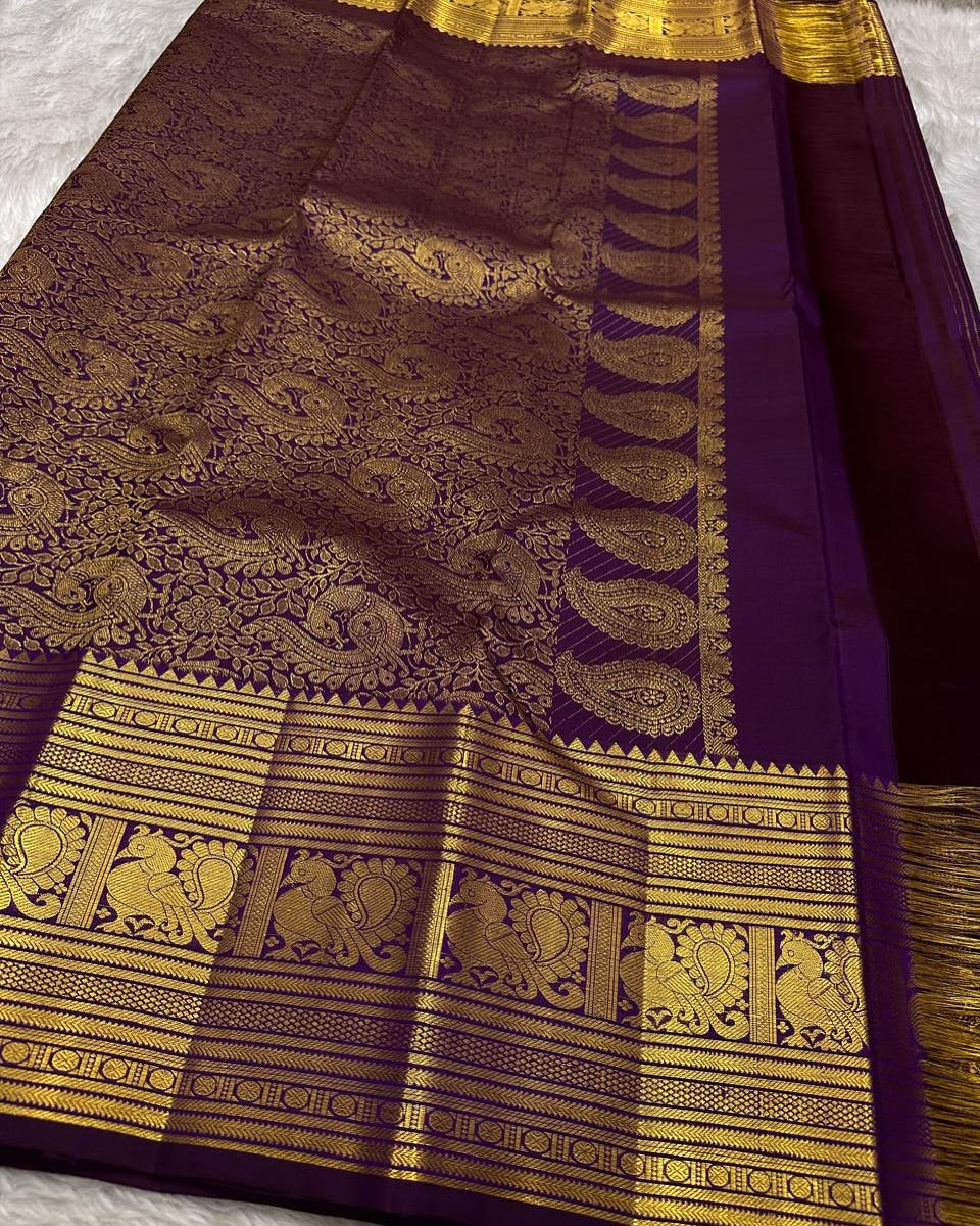 Mirmaya Exceptional Purple Soft Banarasi Silk Saree With Designer Blouse Piece