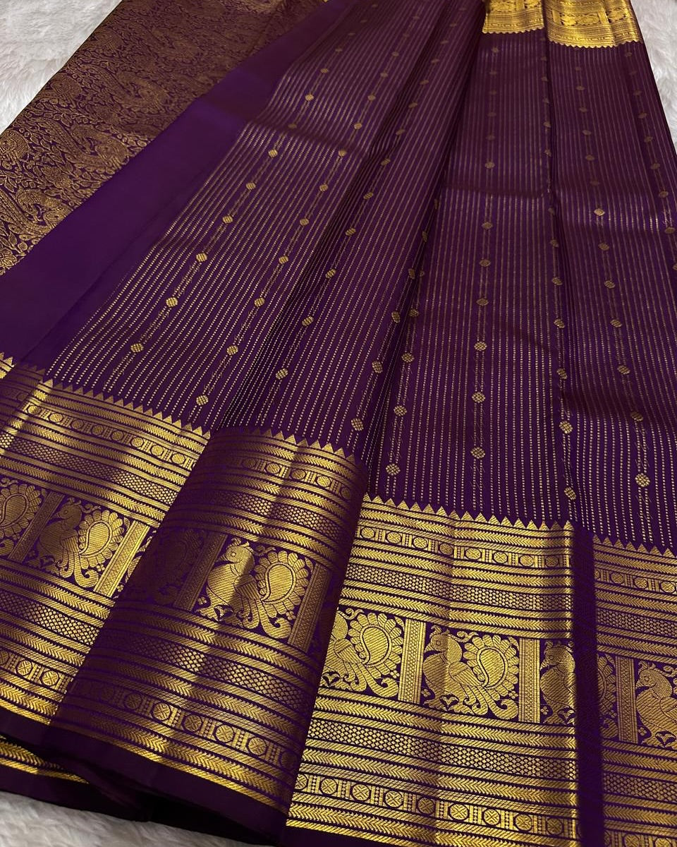 Mirmaya Exceptional Purple Soft Banarasi Silk Saree With Designer Blouse Piece