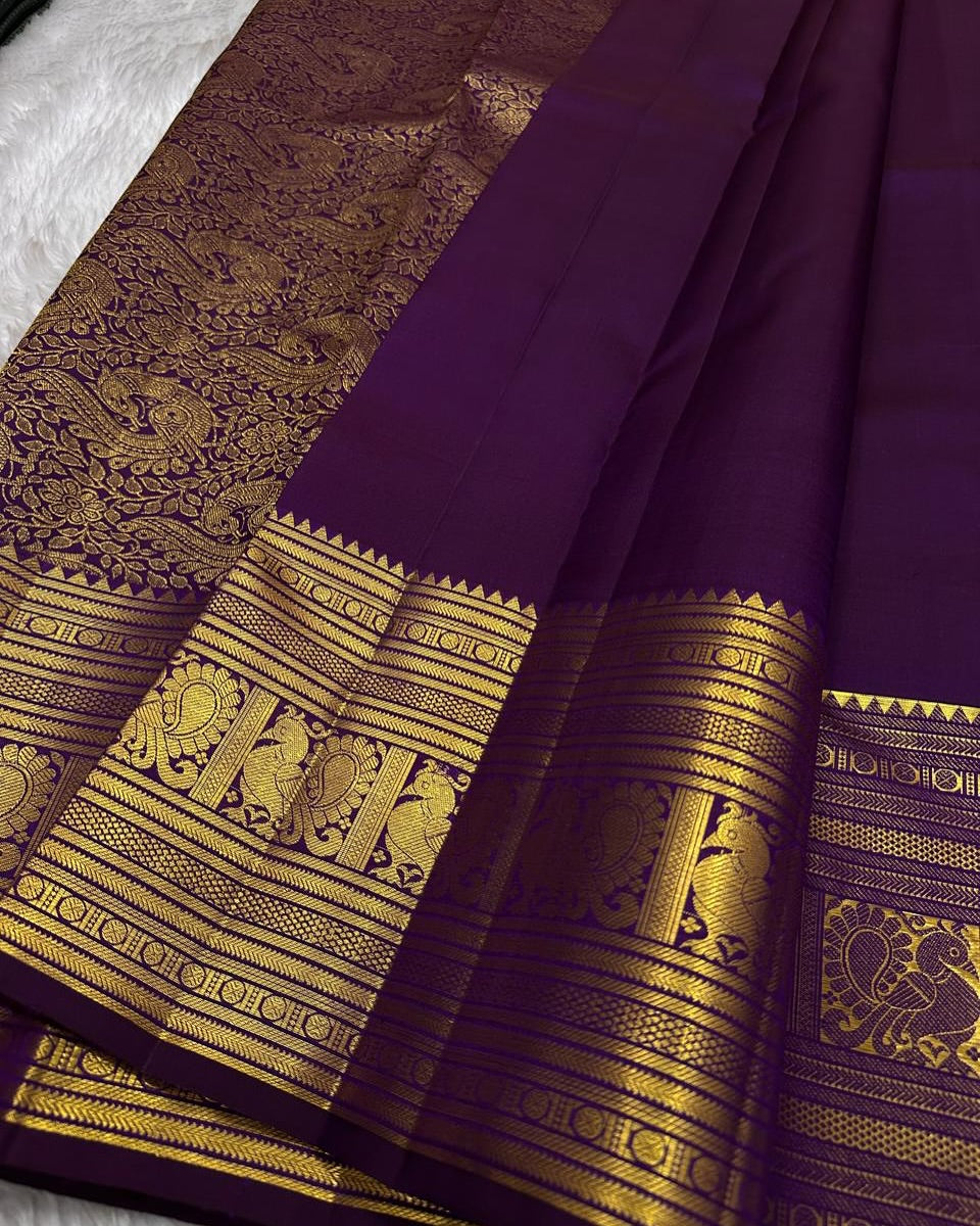 Mirmaya Exceptional Purple Soft Banarasi Silk Saree With Designer Blouse Piece