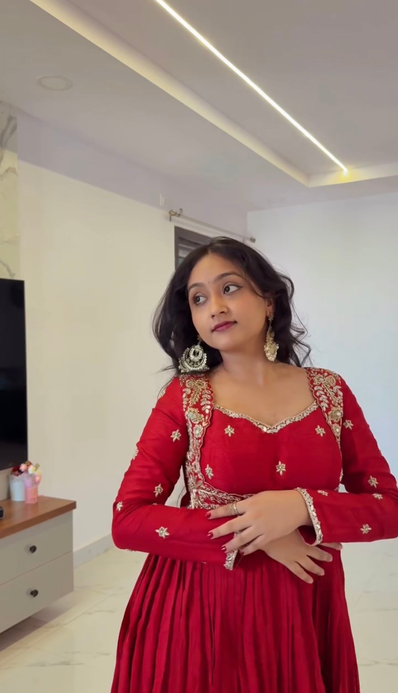 Mirmaya Heavy Chinon Silk Embroidery Coding & Sequins Work With Real Mirror Anarkali gown