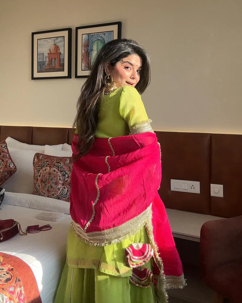 Green Color New Designer Sharara Suit Set