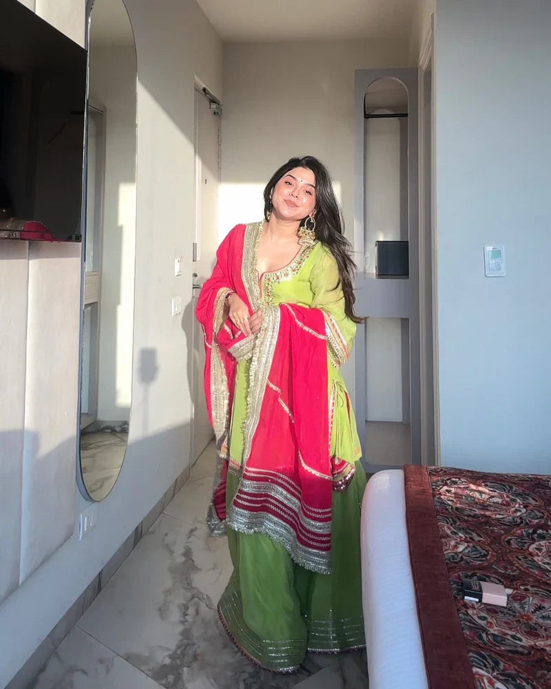 Green Color New Designer Sharara Suit Set