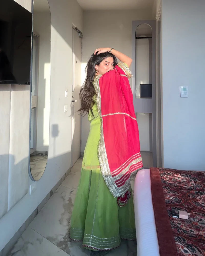 Green Color New Designer Sharara Suit Set