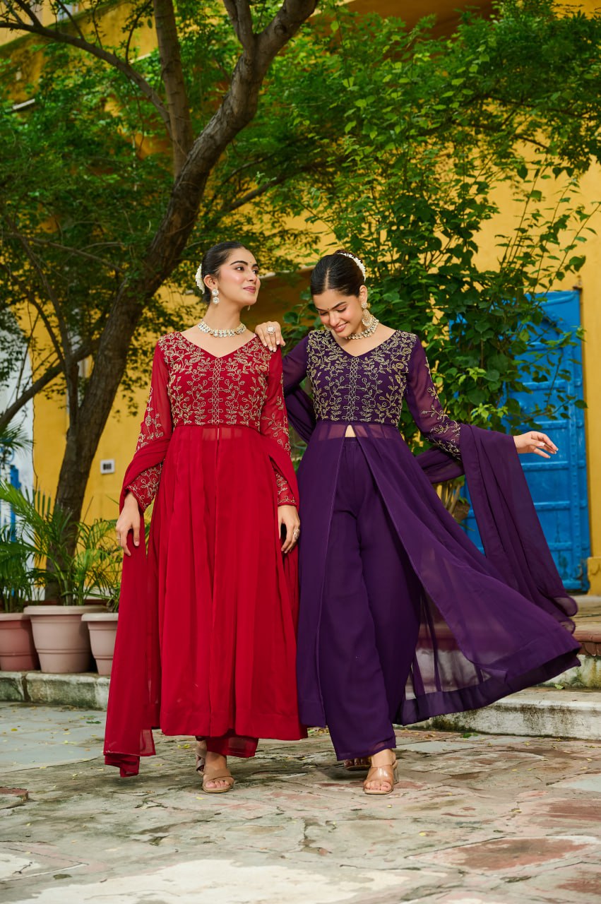 Premium Faux Blooming  Kurta With Pant Set