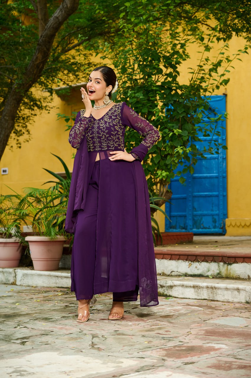 Premium Faux Blooming  Kurta With Pant Set