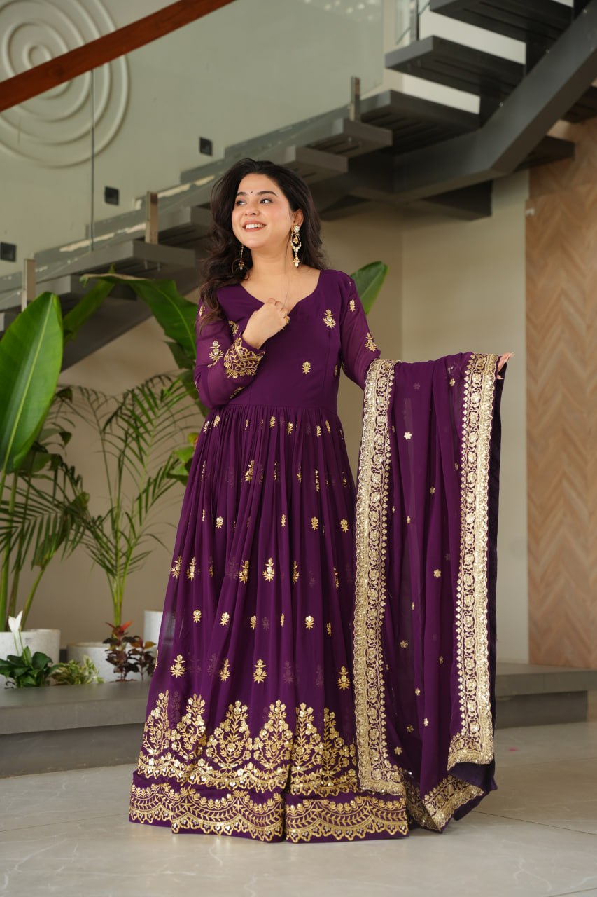 Purple Designer Anarkali Suit Set