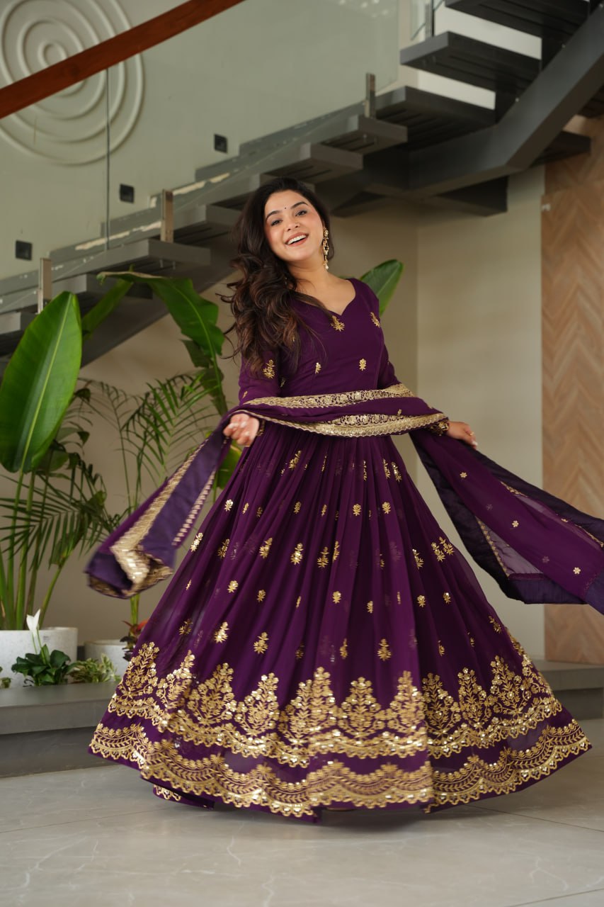 Purple Designer Anarkali Suit Set