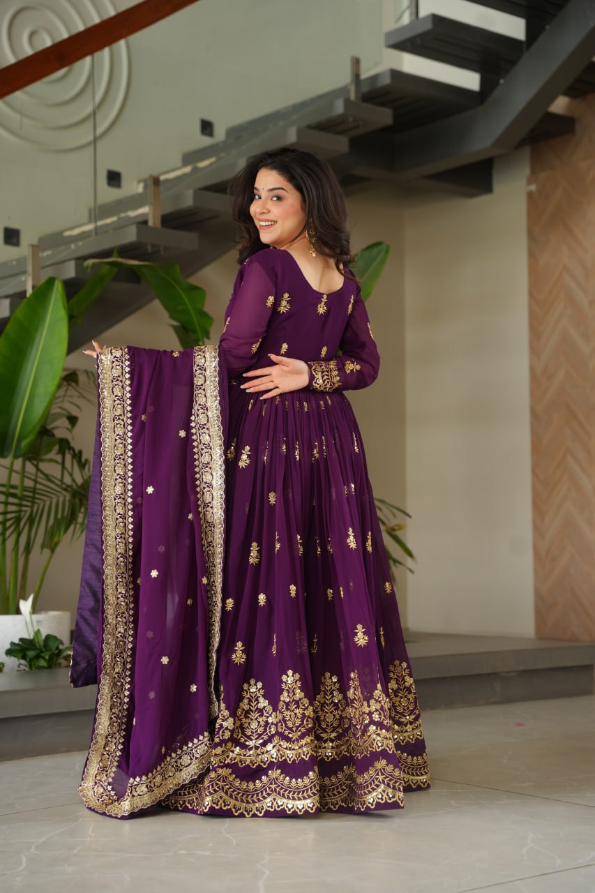 Purple Designer Anarkali Suit Set