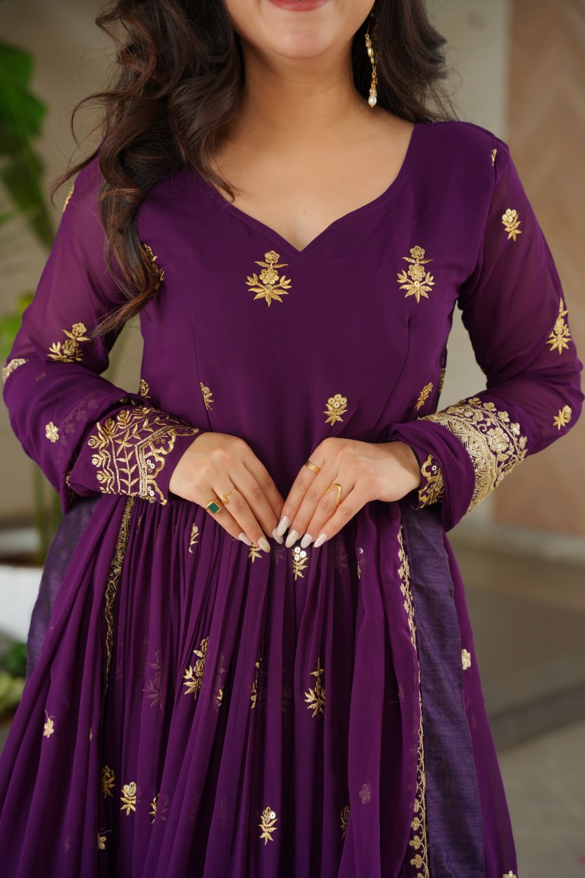 Purple Designer Anarkali Suit Set