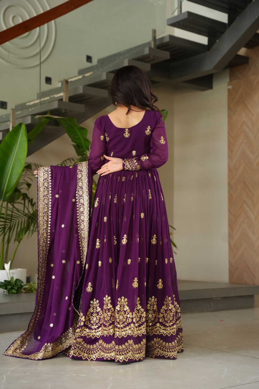 Purple Designer Anarkali Suit Set