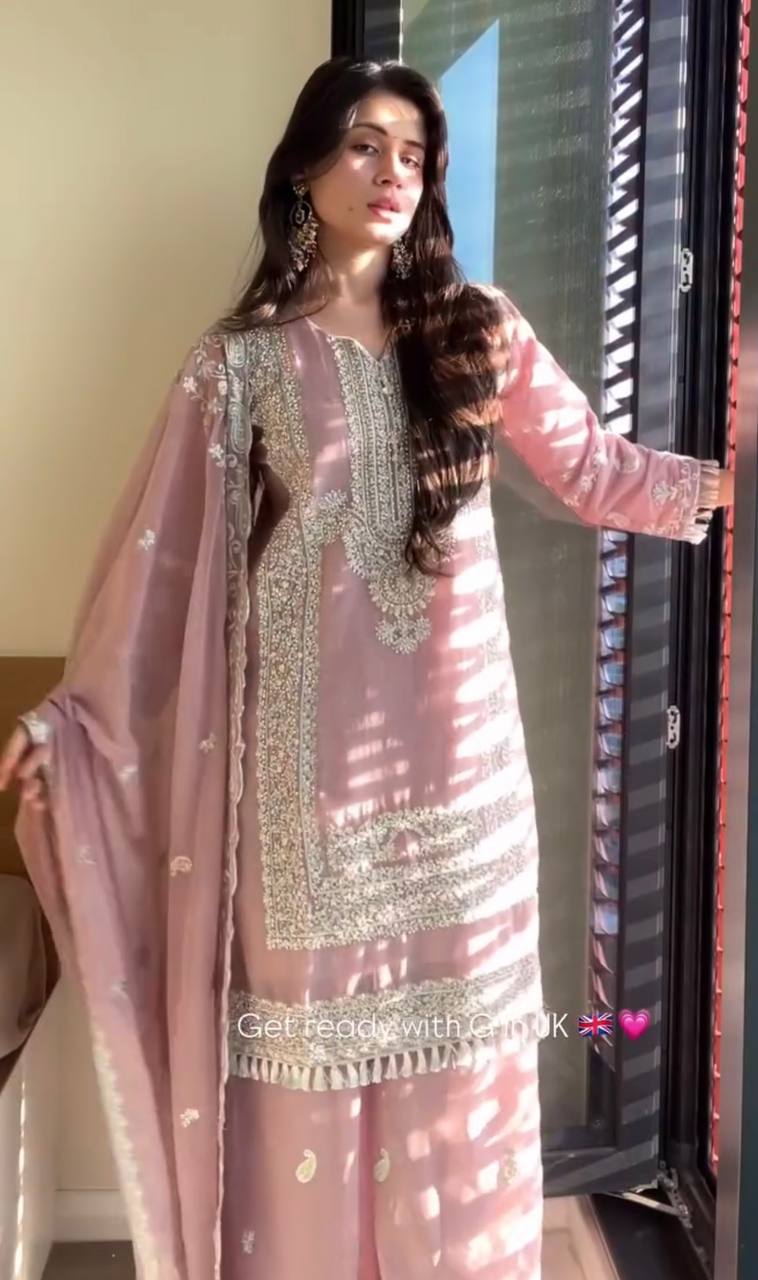 Mirmaya Heavy Fox Georgette Embroidery Sequins Work With Pearl Moti Work Kurta set