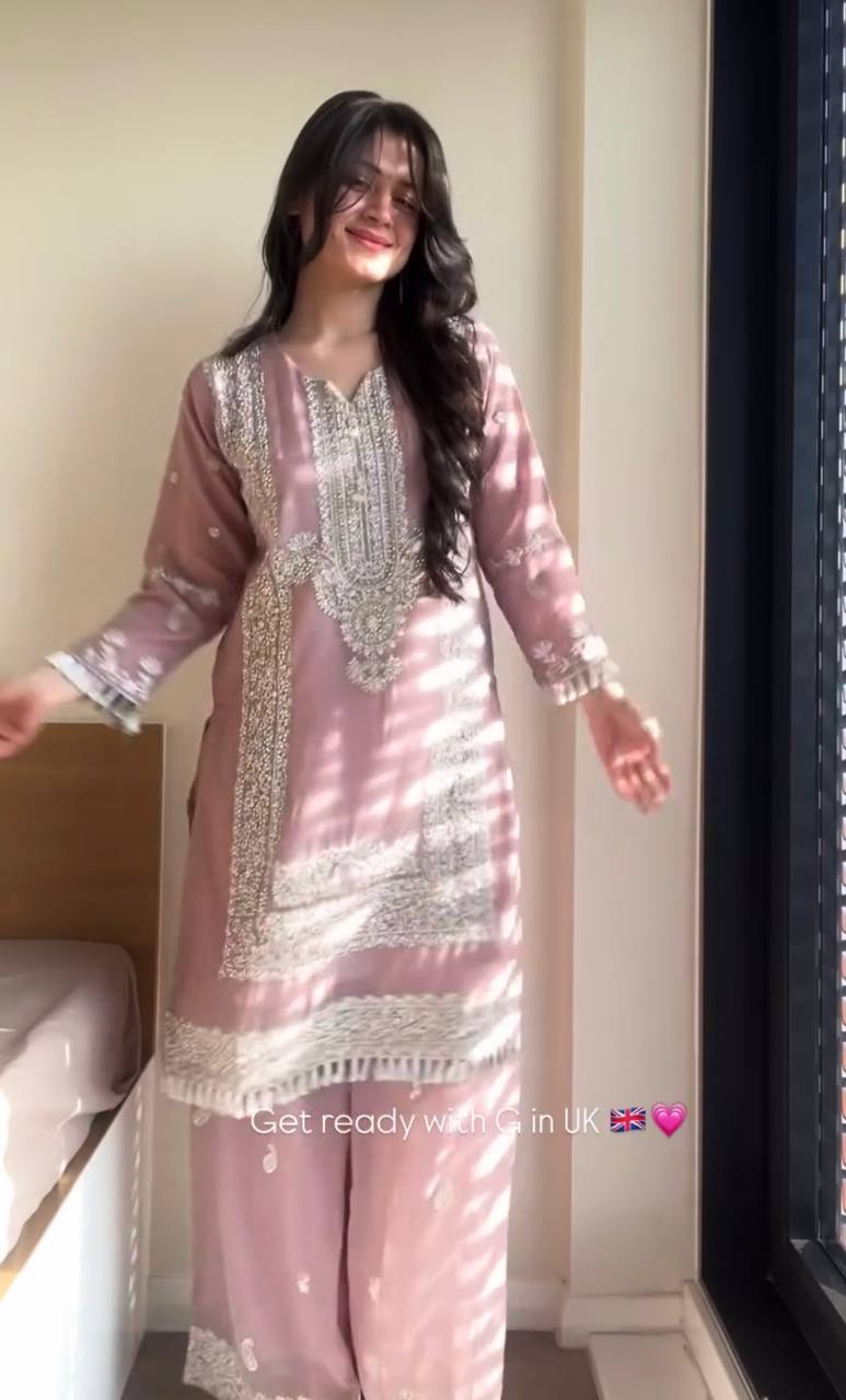 Mirmaya Heavy Fox Georgette Embroidery Sequins Work With Pearl Moti Work Kurta set