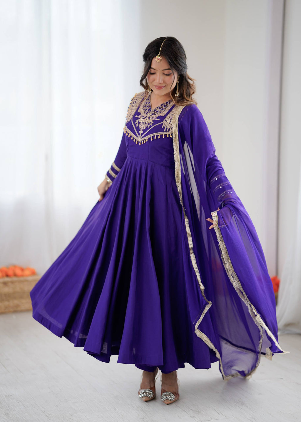 Mirmaya Roman silk codding work Anarkali gown