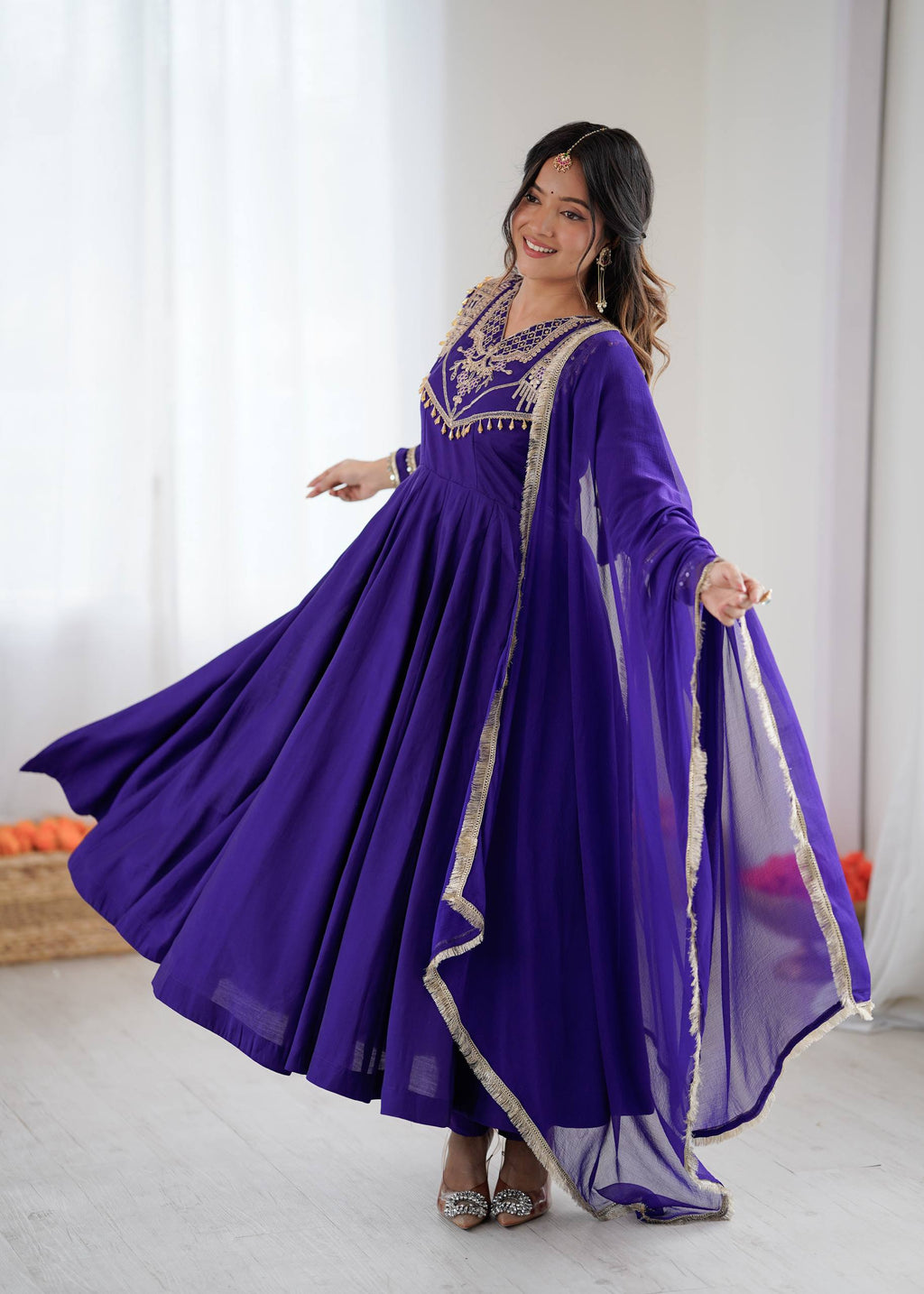 Mirmaya Roman silk codding work Anarkali gown