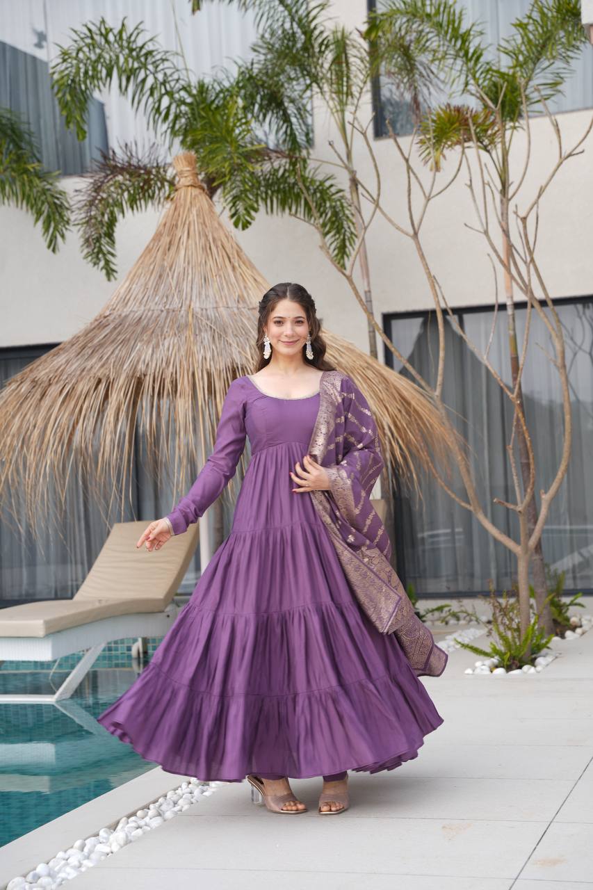 Purple New Designer Premium Anarkali Suit Set