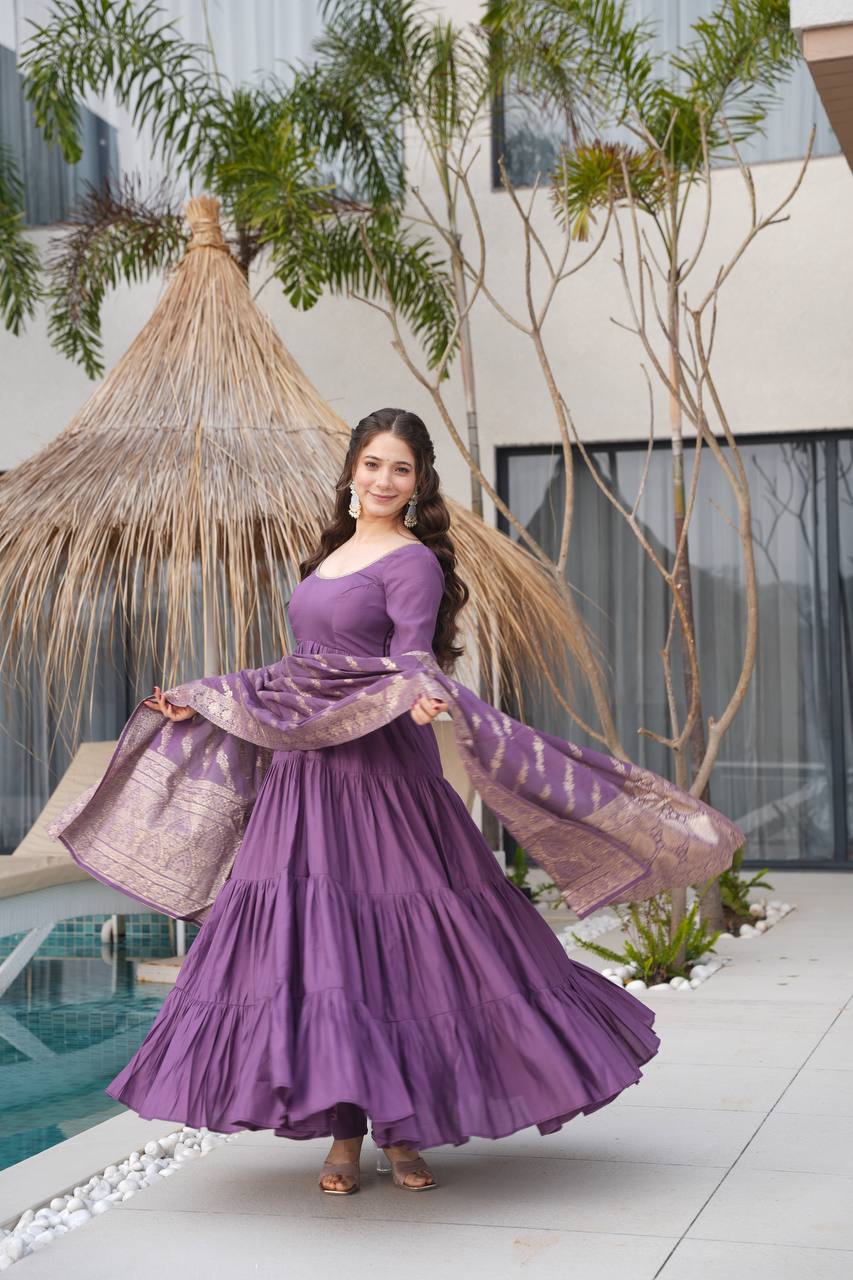 Purple New Designer Premium Anarkali Suit Set