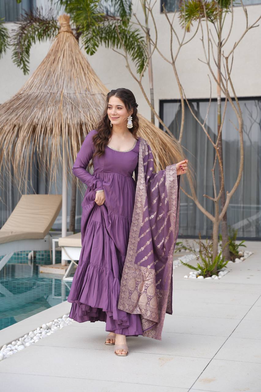 Purple New Designer Premium Anarkali Suit Set