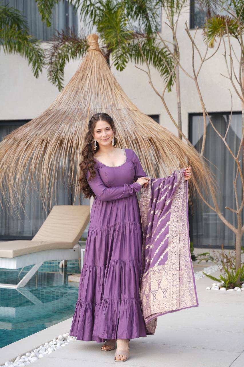 Purple New Designer Premium Anarkali Suit Set