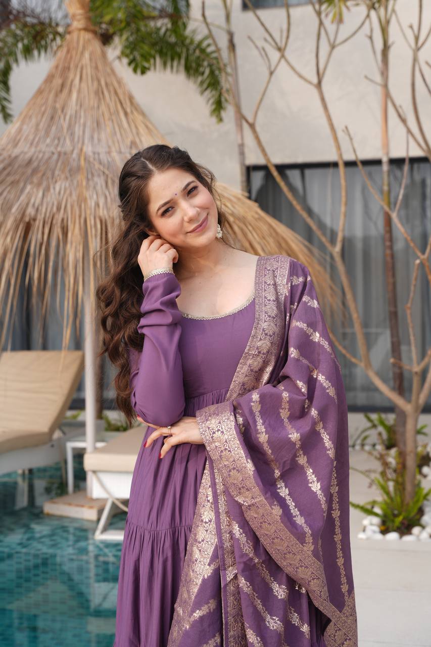 Purple New Designer Premium Anarkali Suit Set