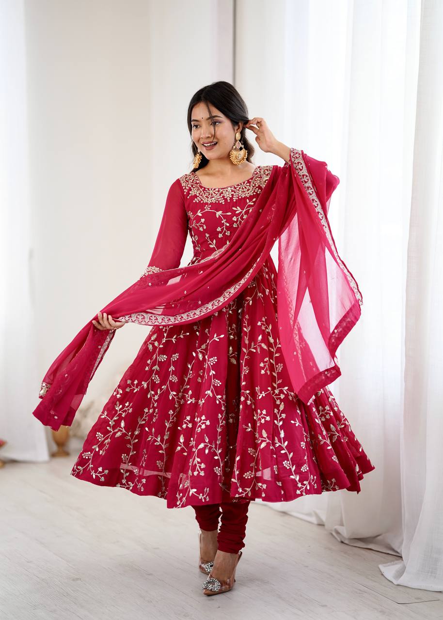 Red Beautiful Designer Anarkali Set