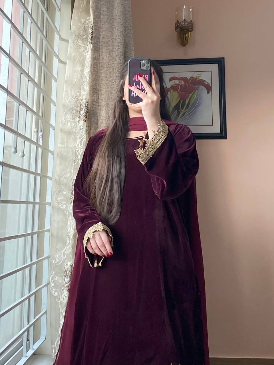 Premium Velvet Embroidered Suit Set