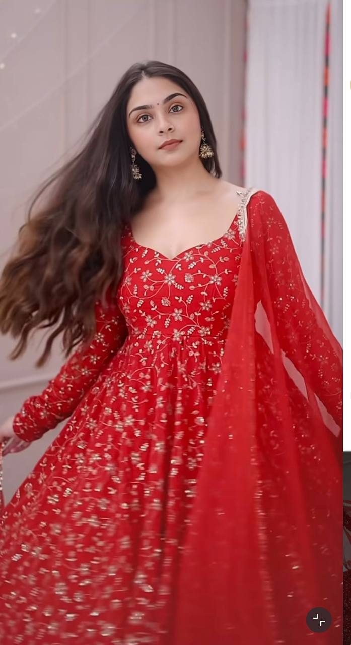 Stunning Red Colour Premium Anarkali Suit Set