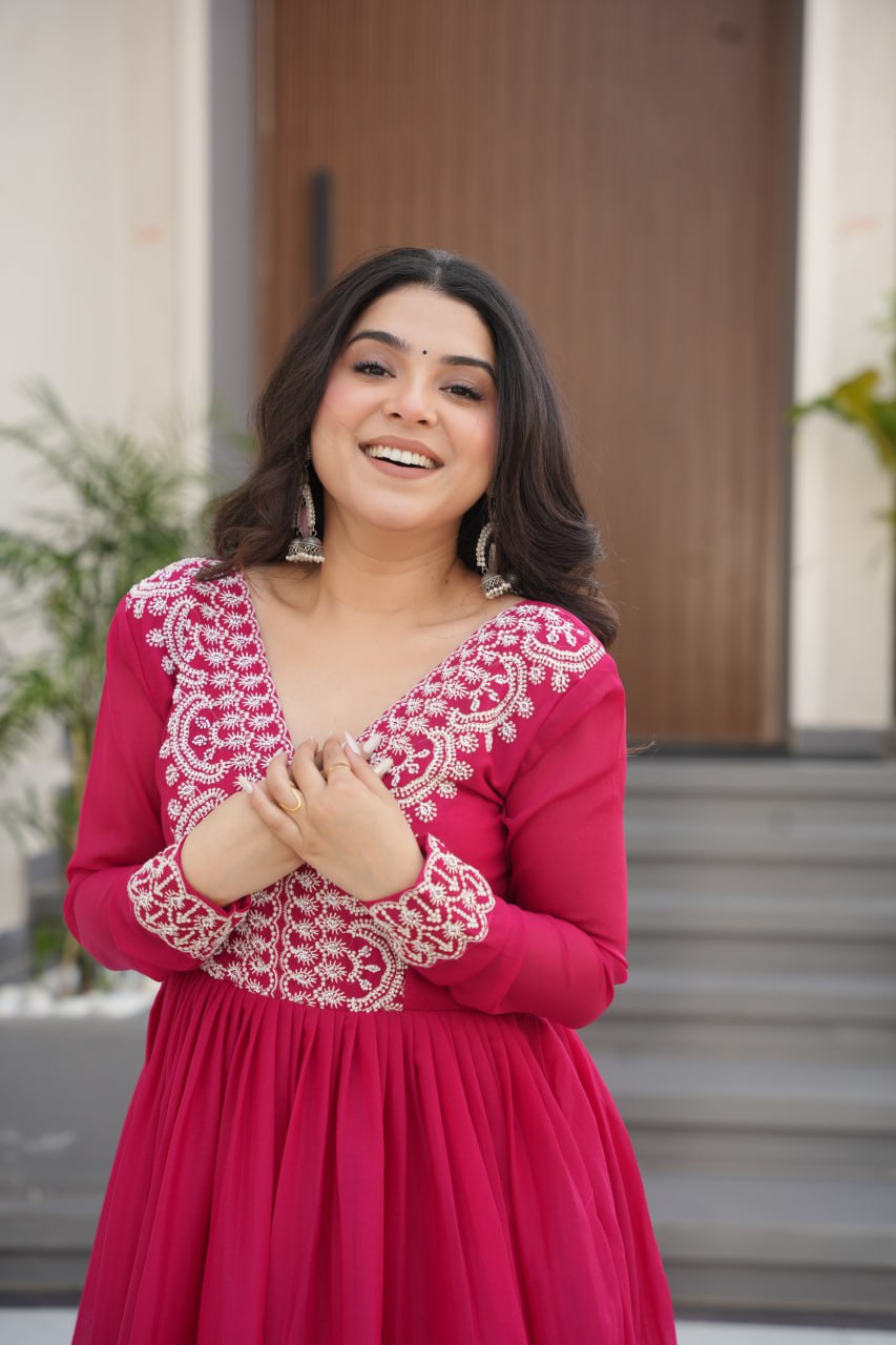 New Partywear Georgette Embroidered Anarkali Gown